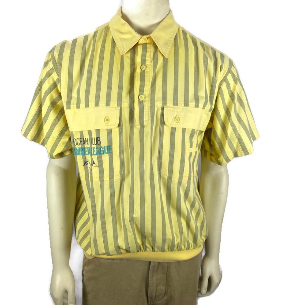 Vintage Van Huesen Custom Club  Mens Shirt XL Ocean Club Summer League Banded